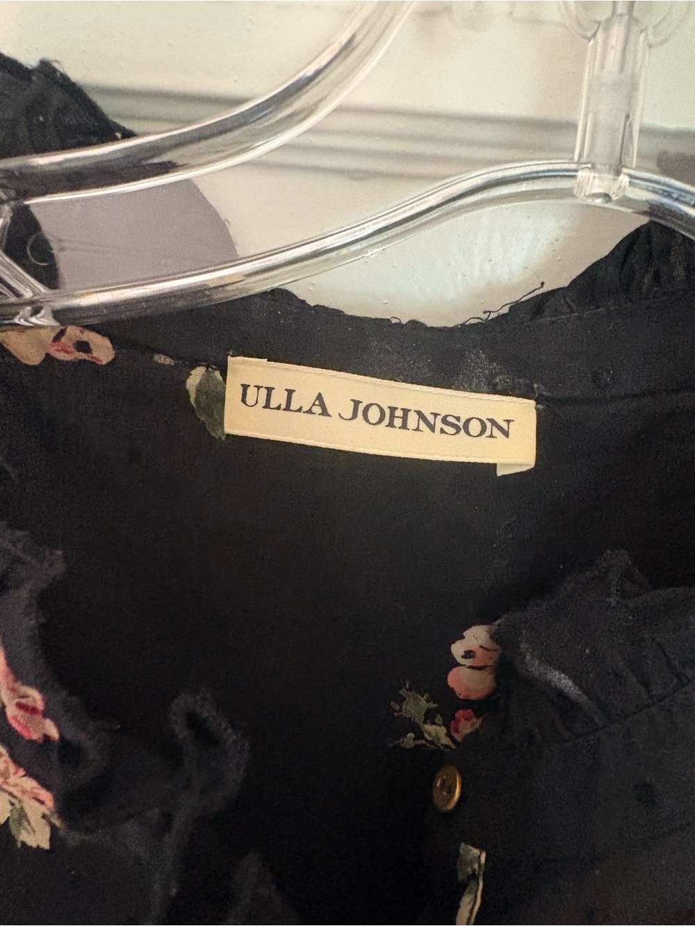 Ulla Johnson Black Floral Ruffle Midi Dress - Picture 2 of 4